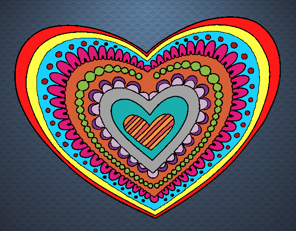 Desenho Mandala coração pintado por JujuKB