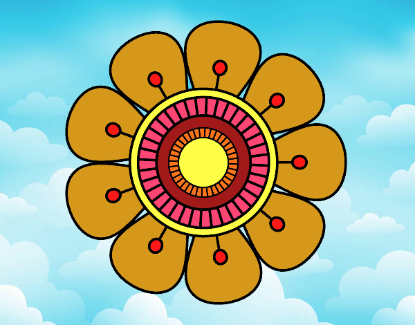Desenho Mandala em forma de flor pintado por JujuKB