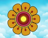 Desenho Mandala em forma de flor pintado por JujuKB