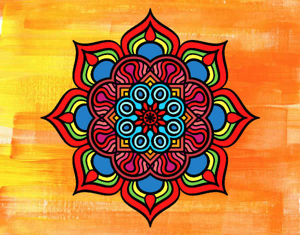 Desenho Mandala flor de fogo pintado por ceciliaz