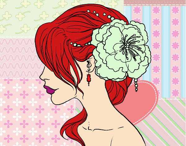 Desenho Penteado de casamento com flor pintado por Bianca99