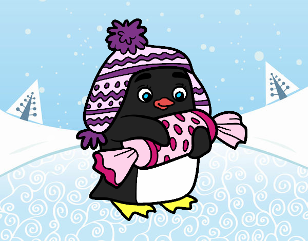 Desenho Pinguim com caramelo pintado por vitoria160
