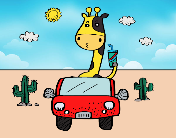 Desenho Girafa de condução pintado por Craudia