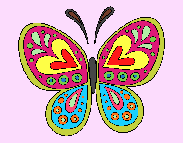 Desenho Mandala borboleta pintado por guid