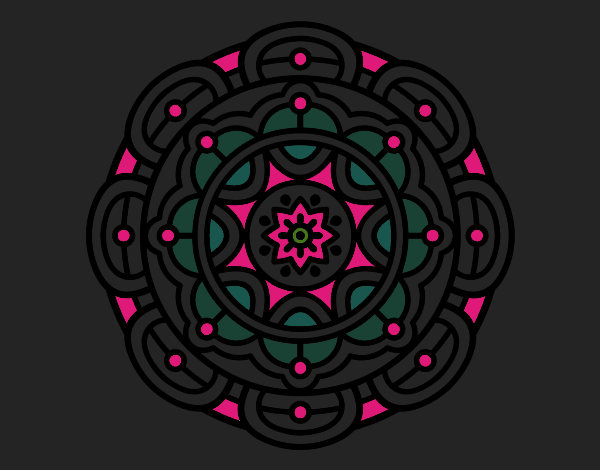 Desenho Mandala para relaxamento mental pintado por ceciliaz