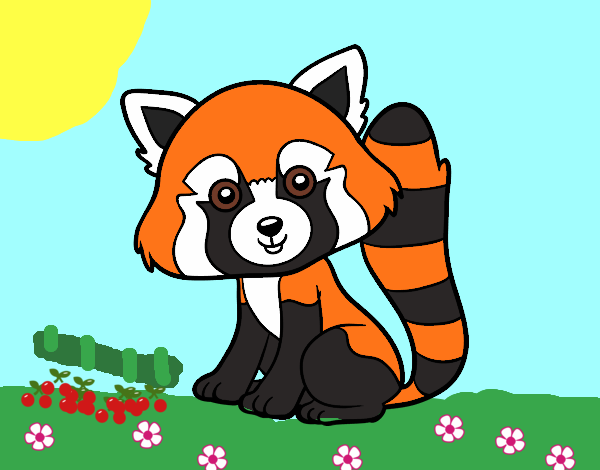Desenho e Imagem Panda Vermelho Triste para Colorir e Imprimir