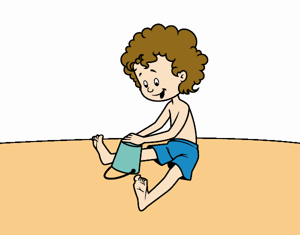 Criança brincando na areia