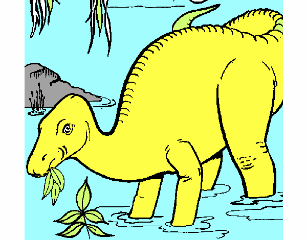 Desenho Dinossauro a comer pintado por salomao