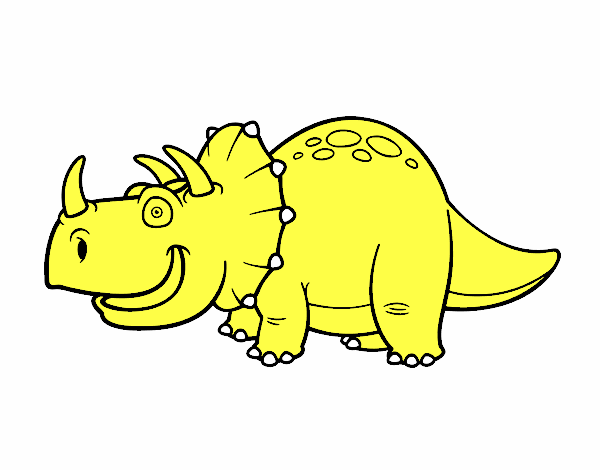 Desenho Dinossauro Tricerátopo pintado por salomao