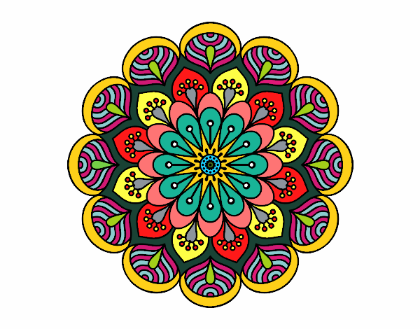 Desenho Mandala flor e folhas  pintado por JujuKB