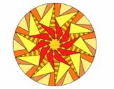 Desenho Mandala sol triangular pintado por guid