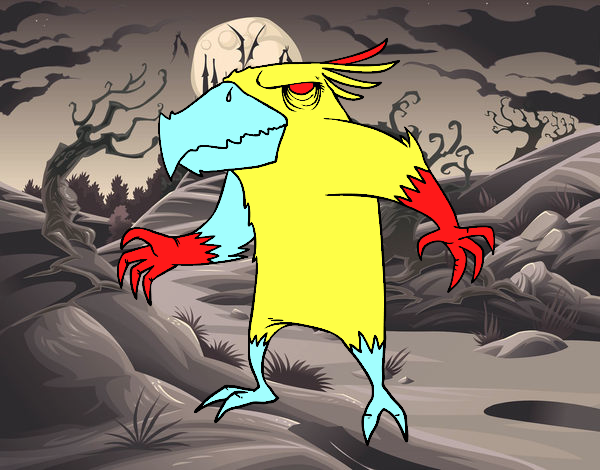 Desenho Pássaro monstro maligno pintado por salomao