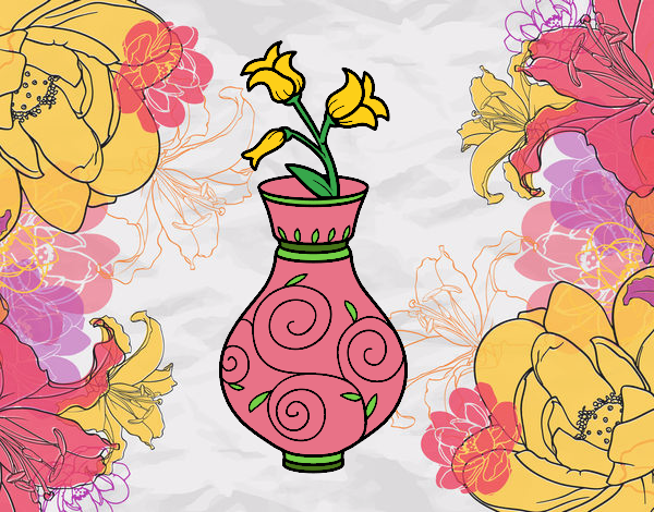 Desenho Flor de convolvulus em um vaso pintado por Craudia