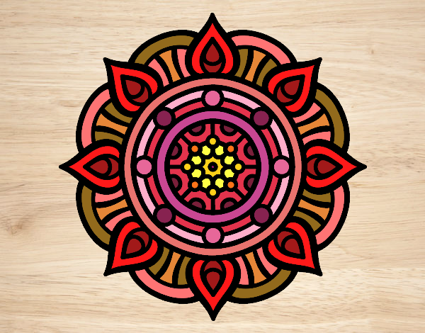 Desenho Mandala pontos de incêndio pintado por leinha