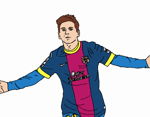 Desenho Messi pintado por Mayumicris
