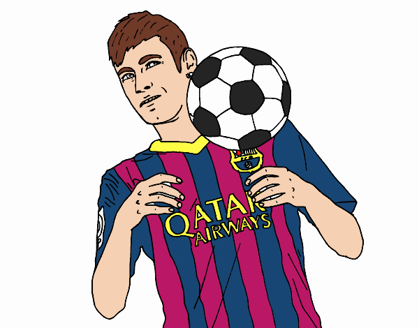 Desenho Neymar Barça pintado por Mayumicris