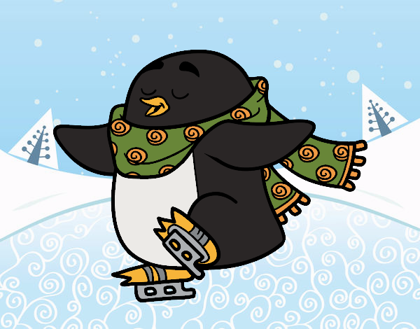 Desenho Pinguim de patinagem no gelo pintado por Craudia