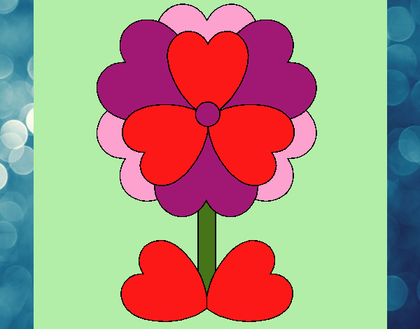 Desenho Flor de corações pintado por Craudia