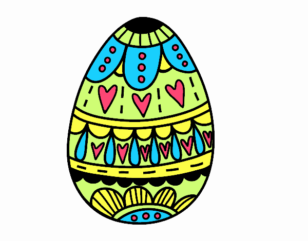 Desenho Ovo da páscoa com corações pintado por analari