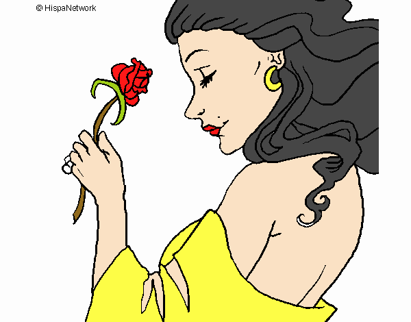 Desenho Princesa com uma rosa pintado por karolinesl