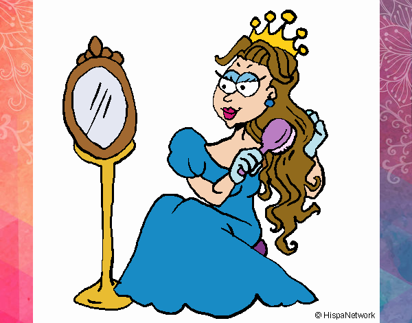 Desenho Princesa e espelho pintado por Craudia