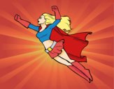 Desenho Super girl voador pintado por Ariii 