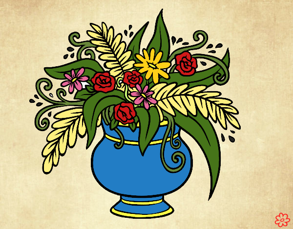 Desenho Um vaso com flores pintado por Dri_