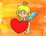 Desenho Cupido e um coração pintado por mirele11