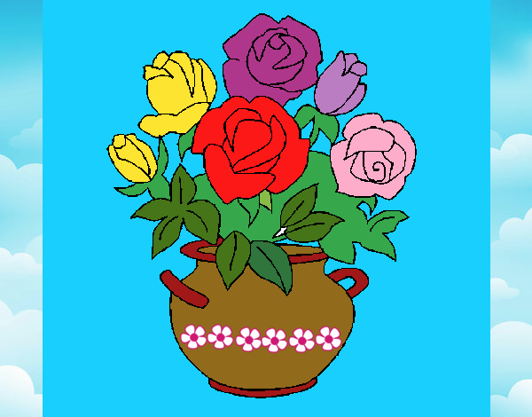 Desenho Jarro de flores pintado por Sil