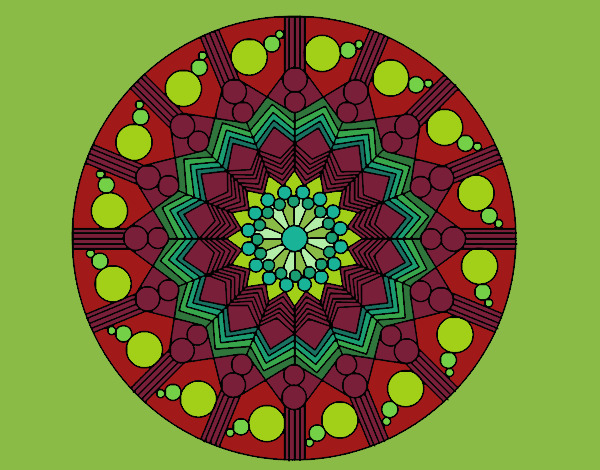 Desenho Mandala flor com círculos pintado por caifas