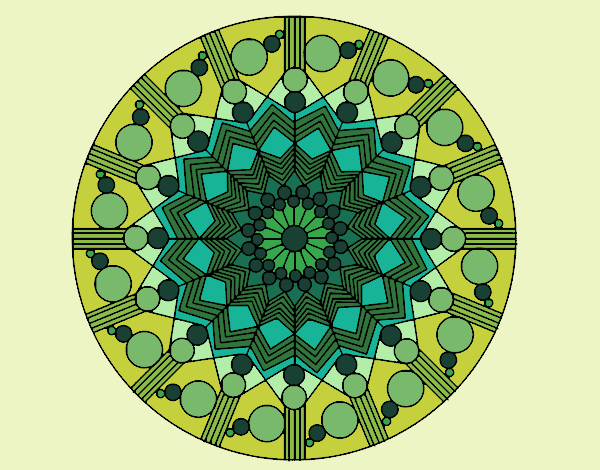 Desenho Mandala flor com círculos pintado por Morais