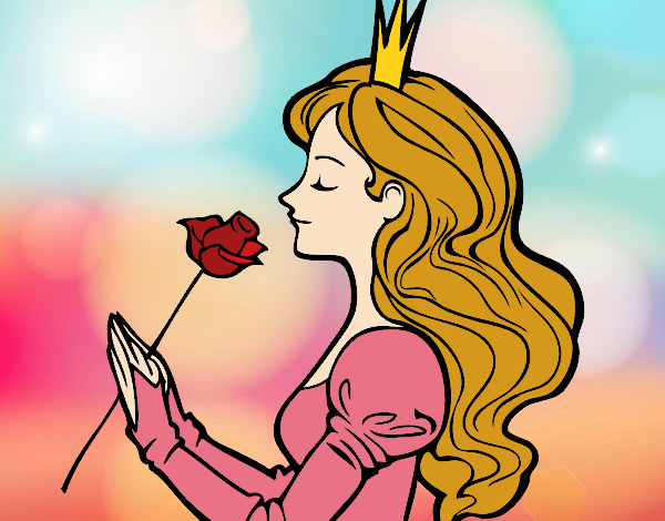 Desenho Princesa e rosa pintado por Morais
