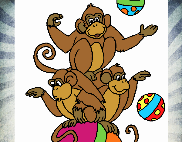 Desenho Macacos a fazer malabarismos pintado por Craudia