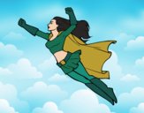 Desenho Super girl voador pintado por Craudia