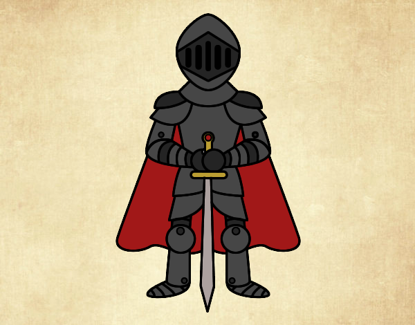 Cavaleiro medieval da capa vermelha