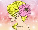 Desenho Penteado de casamento com flor pintado por zoi12