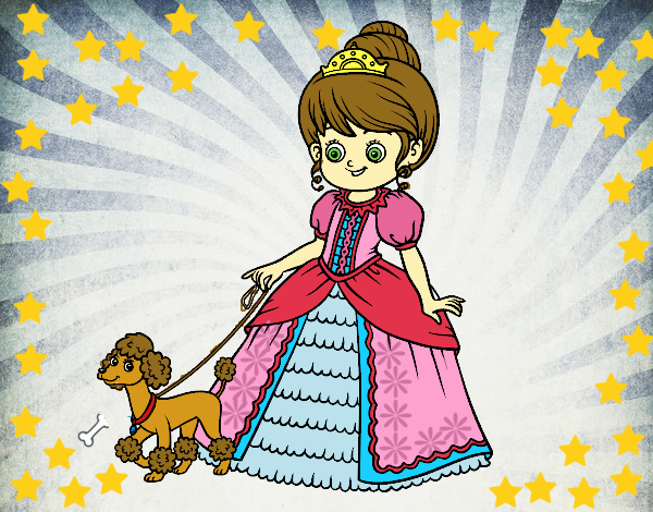 Desenho Princesa com cachorro pintado por luanah 
