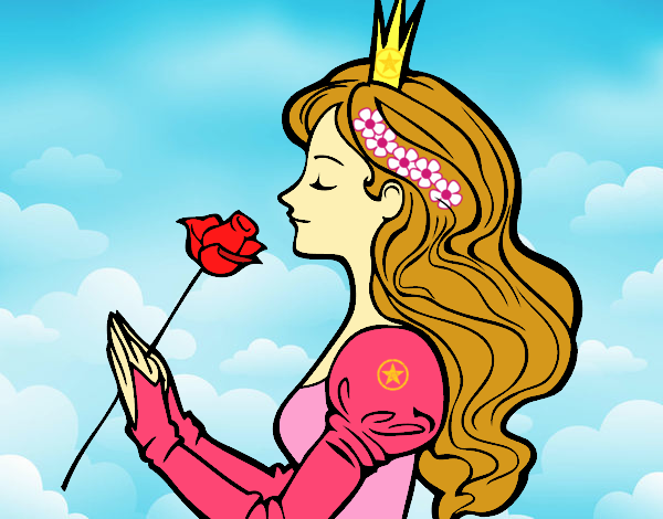 Desenho Princesa e rosa pintado por luanah 