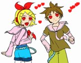 Desenho Rin y Len Kagamine Vocaloid pintado por Anna_blogs