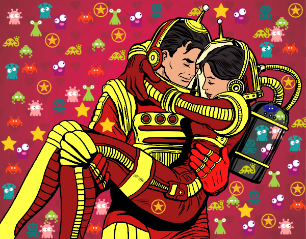 Desenho Astronautas apaixonados pintado por ANALUMA 