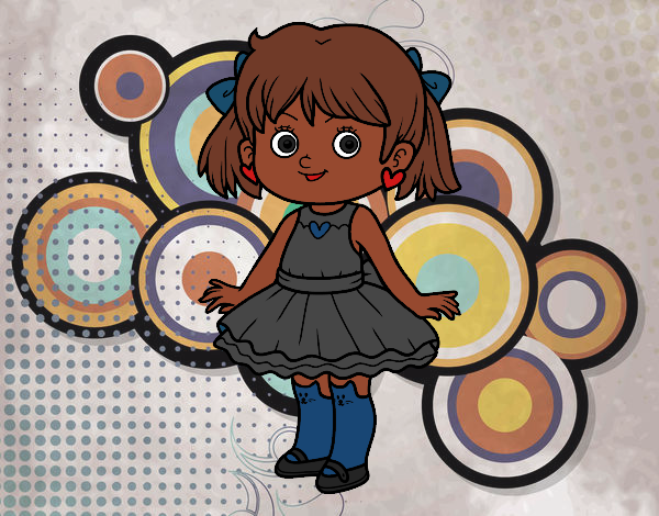 Desenho Menina com vestido moderno pintado por Anninha09