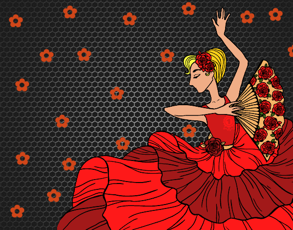 Desenho Mulher flamenco pintado por ANALUMA 