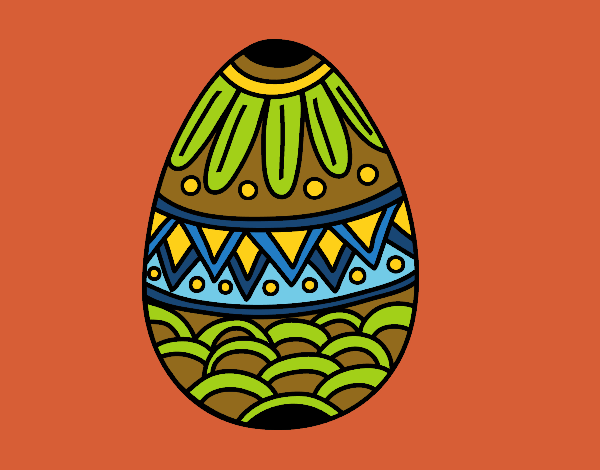 Desenho  Ovo da páscoa decorado com estampagem pintado por LadyMcm