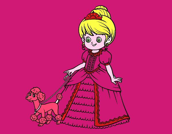 Desenho Princesa com cachorro pintado por uates