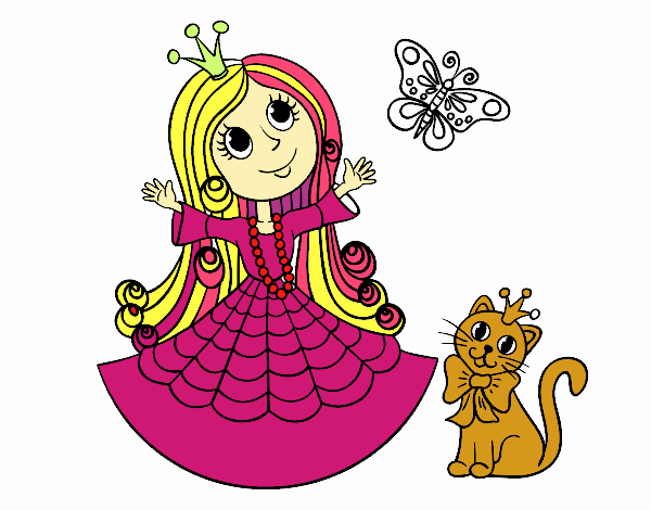  Princesa com o gato e borboleta