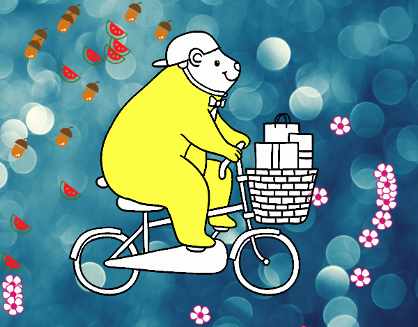 Desenho Urso ciclista pintado por miguelms