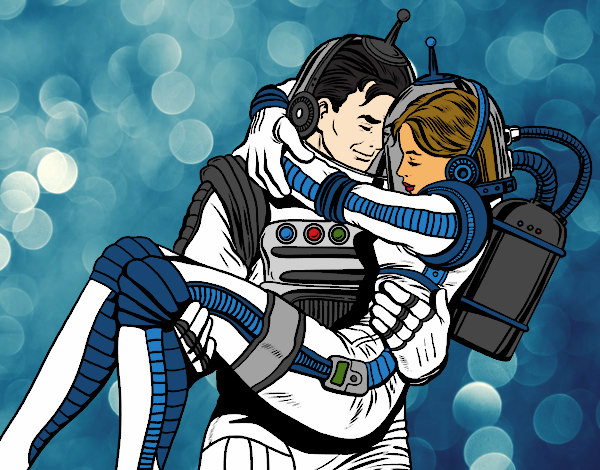 Desenho Astronautas apaixonados pintado por LadyMcm
