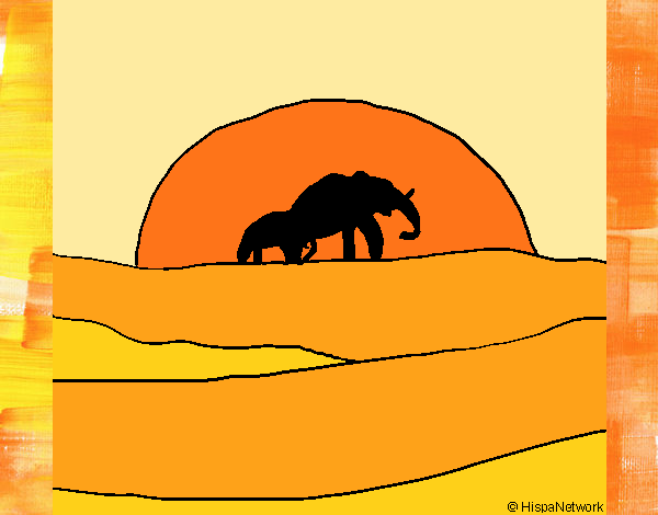 Desenho Elefante ao amanhecer pintado por LadySun