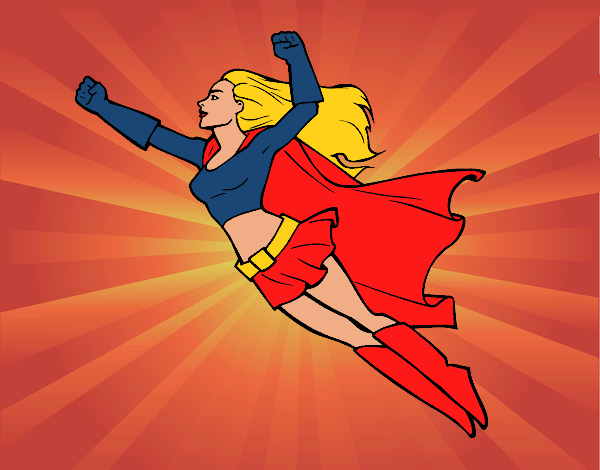 Desenho Super girl voador pintado por ANALUMA 