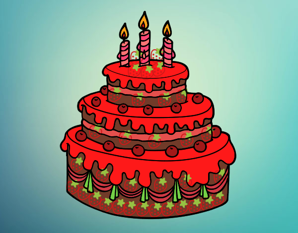 Desenho Torta de Aniversário pintado por ANALUMA 